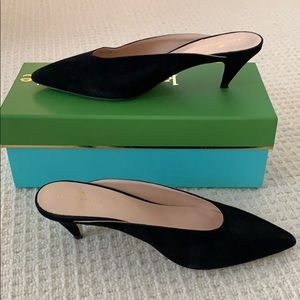 Kate spade black suede mules
